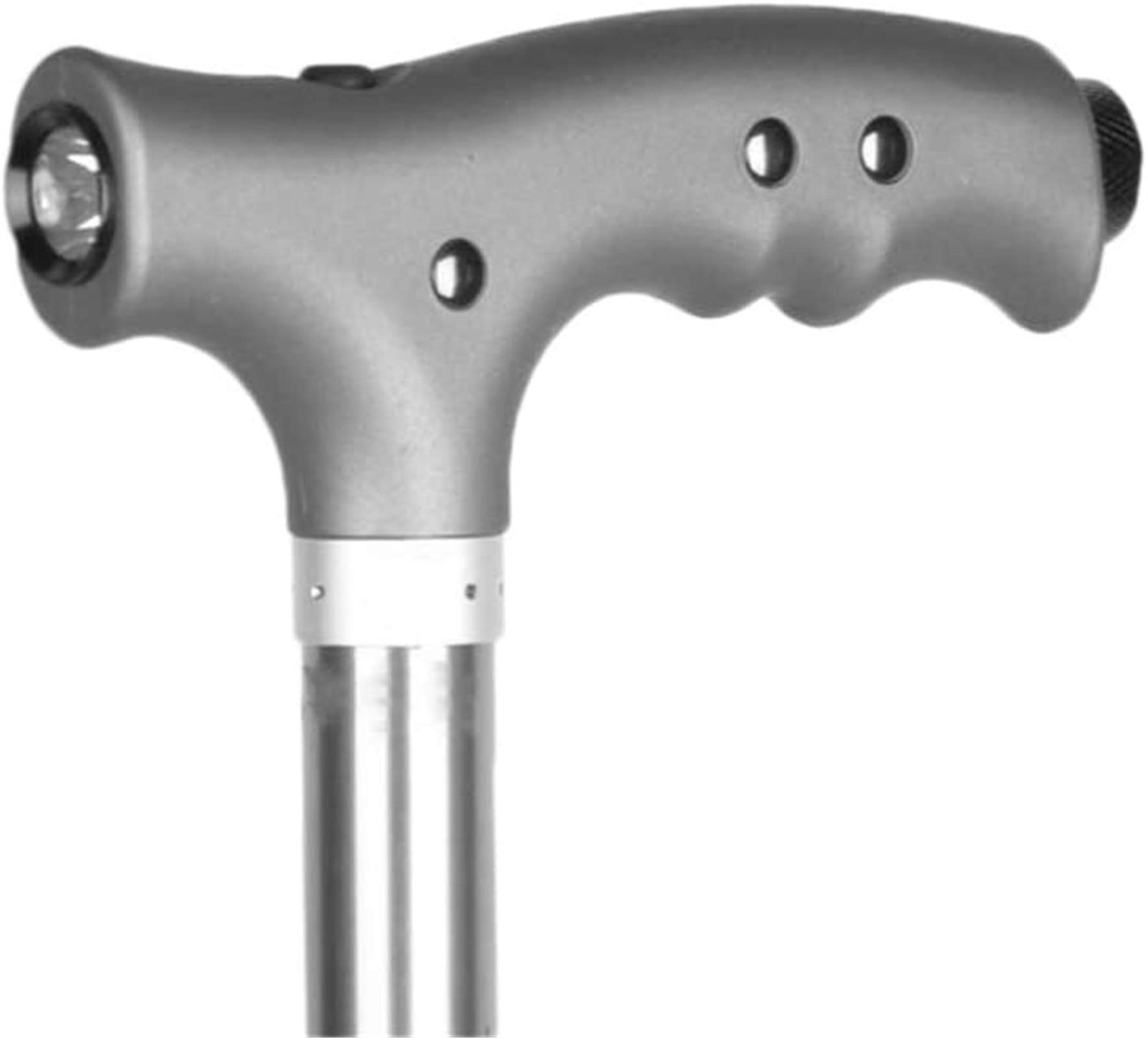 Bastón portátil para Caminar, bastón para Caminar, muleta para Ancianos, telescópico, Estable, Antideslizante, Ligero, Altura Ajustable con luz LED, Color Negro, Bastones