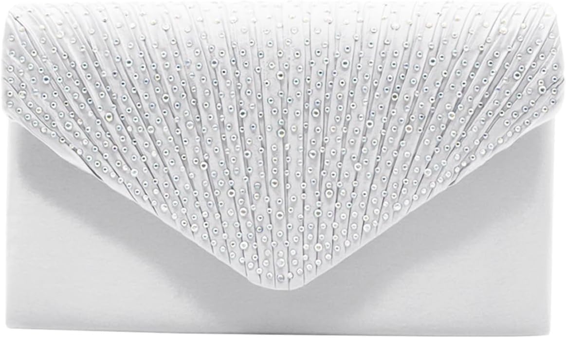 Photo 1 of YUGAORULI Rhinestone Evening Clutch Bag - White