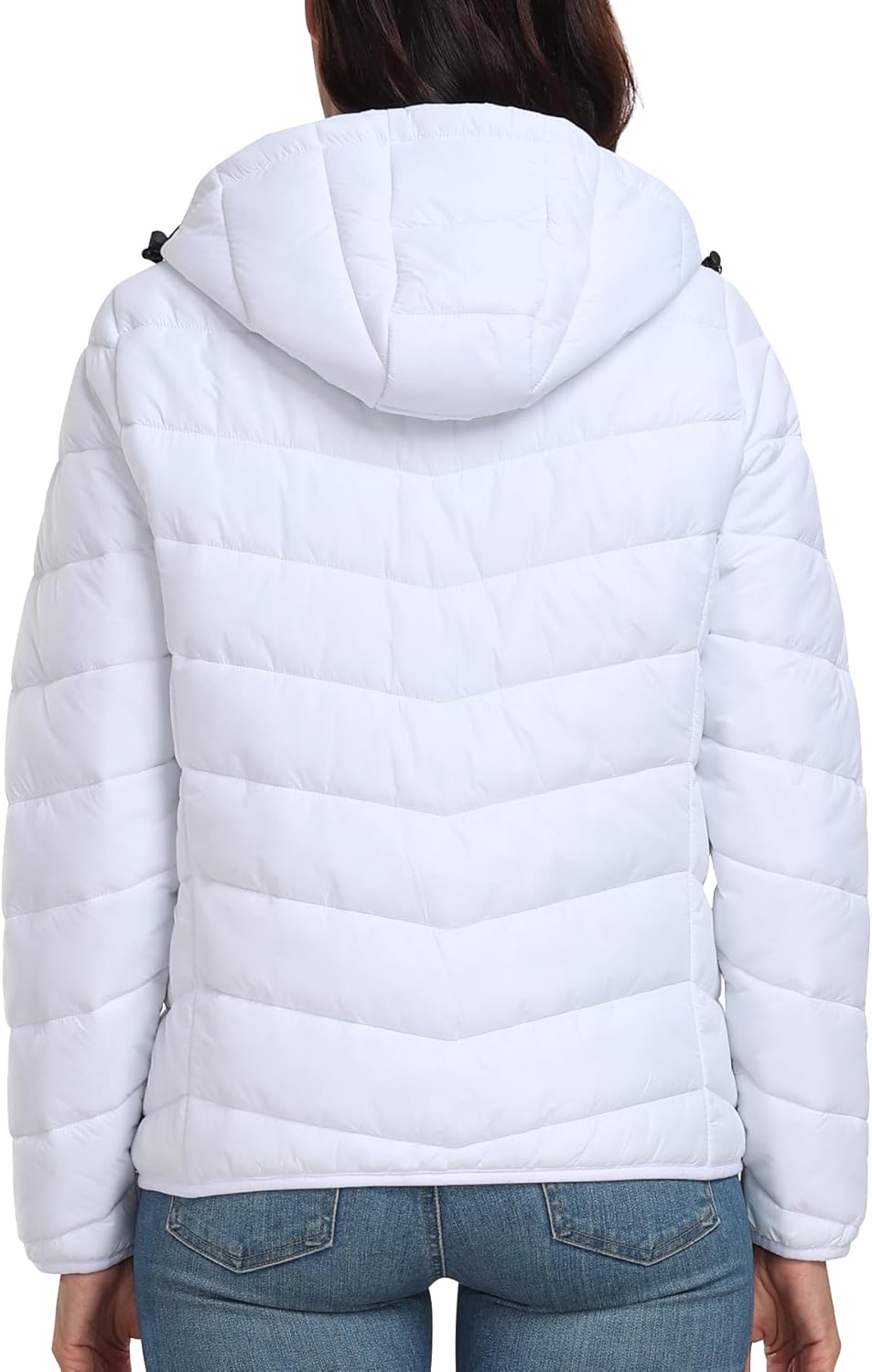 MoFiz Women's Hooded Puffer Jacket Lightweight Quilted Coat 4 Pockets Full Zip Winter Warm Outerwear - Image 3