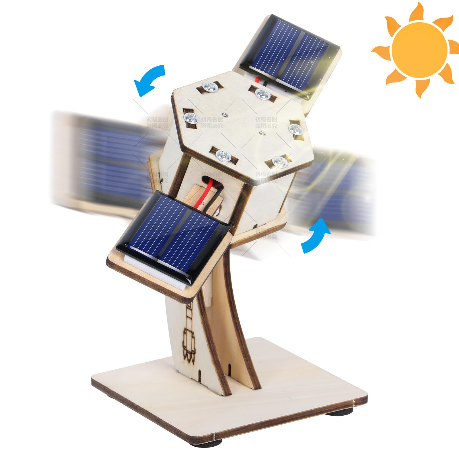 Amazon | ソーラー工作キット 3D木製立体パズル（回転衛星DIY）｜自由