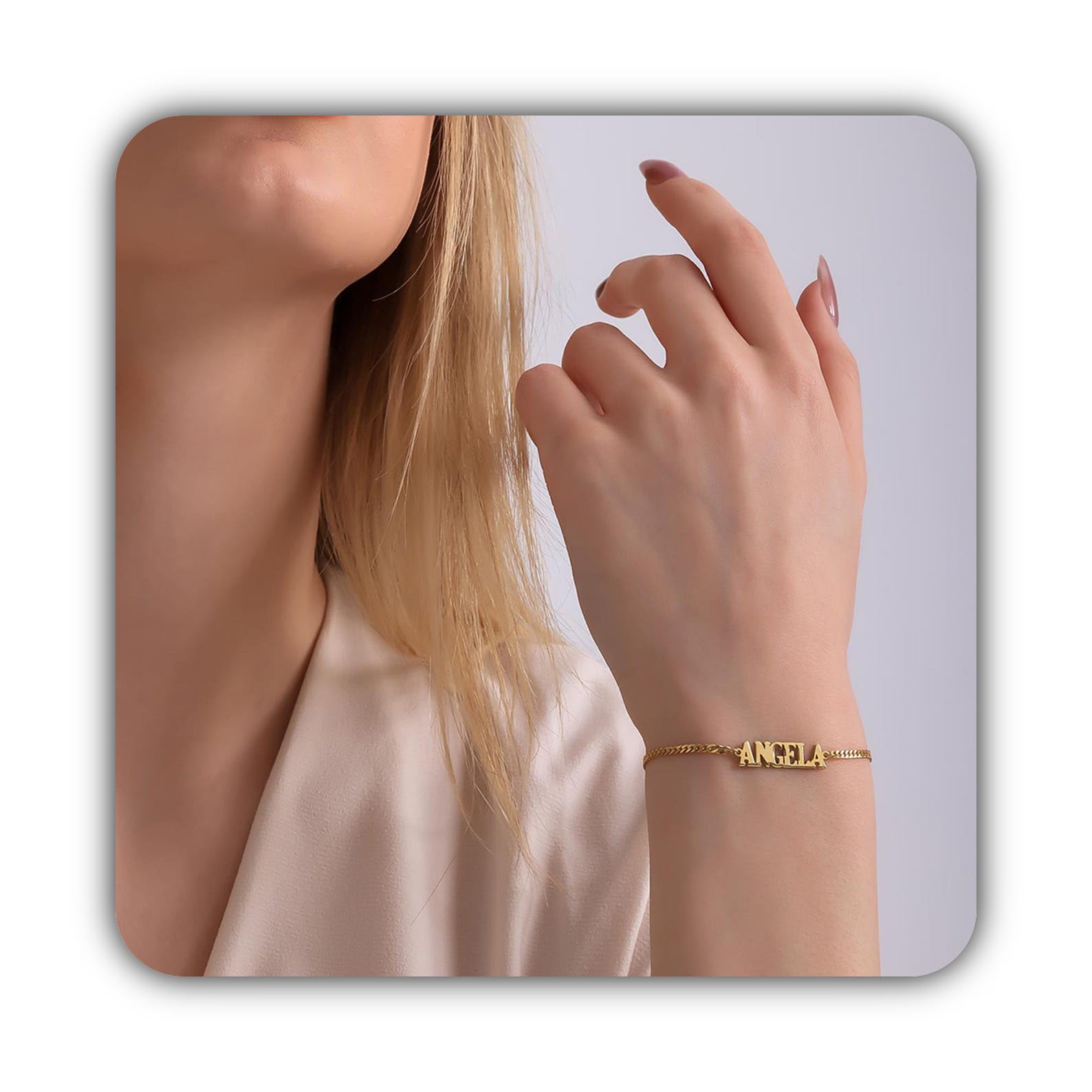 Personalizzato scrittura a mano scritta bracciale, catena Figaro delicato argento gioiello