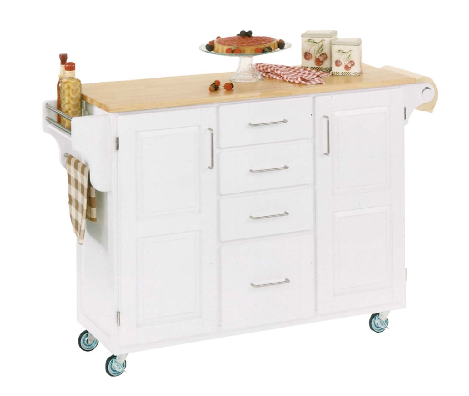 Create-a-cart White 2 Door Kitchen Cart with Natural Wood Top by Home Styles