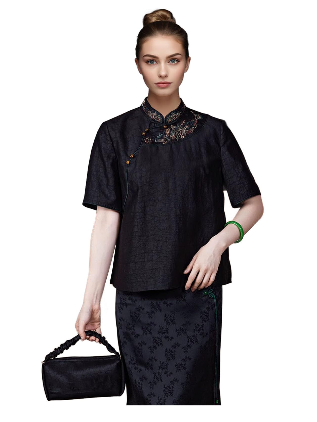HangErFeng Blouse brodée en soie parfumée nuage 315