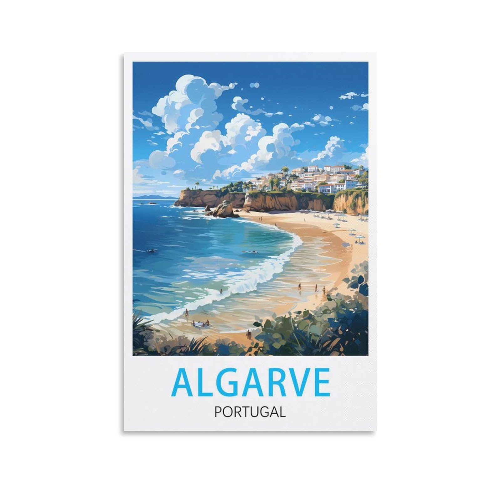Orbana Unframe-Style Algarve Portugal Vintage Travel Posters 08X12inch(20X30cm) Canvas Print For Living Room, Bedroom, Dorm, Home, Office Wall Decoration