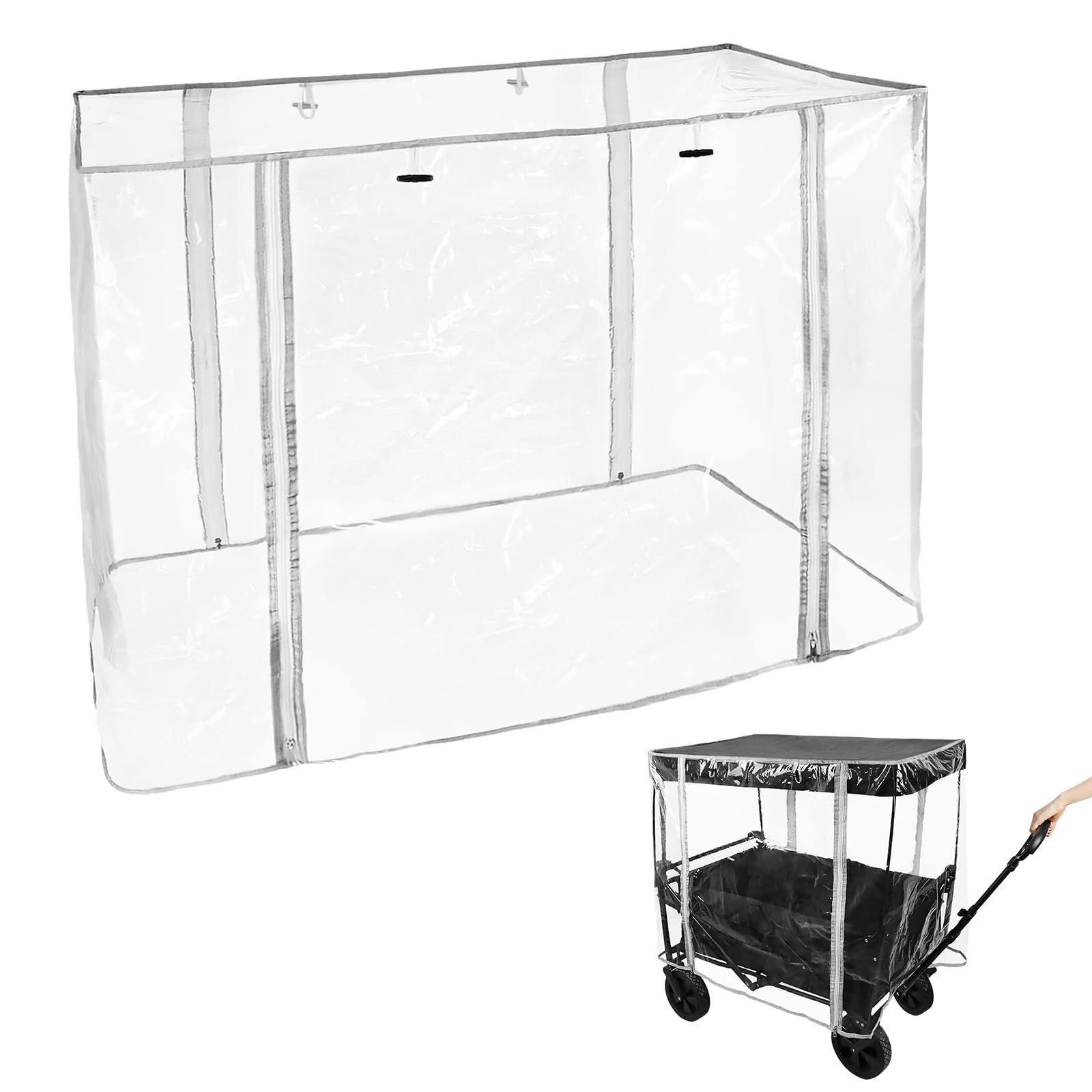 LOSCHEN Wagon Rain Wind Cover for Outdoor Garden Camping Picnic Wagon Stroller Waterproof,Folding Trolley Cart Accessories(Cart Not Included)