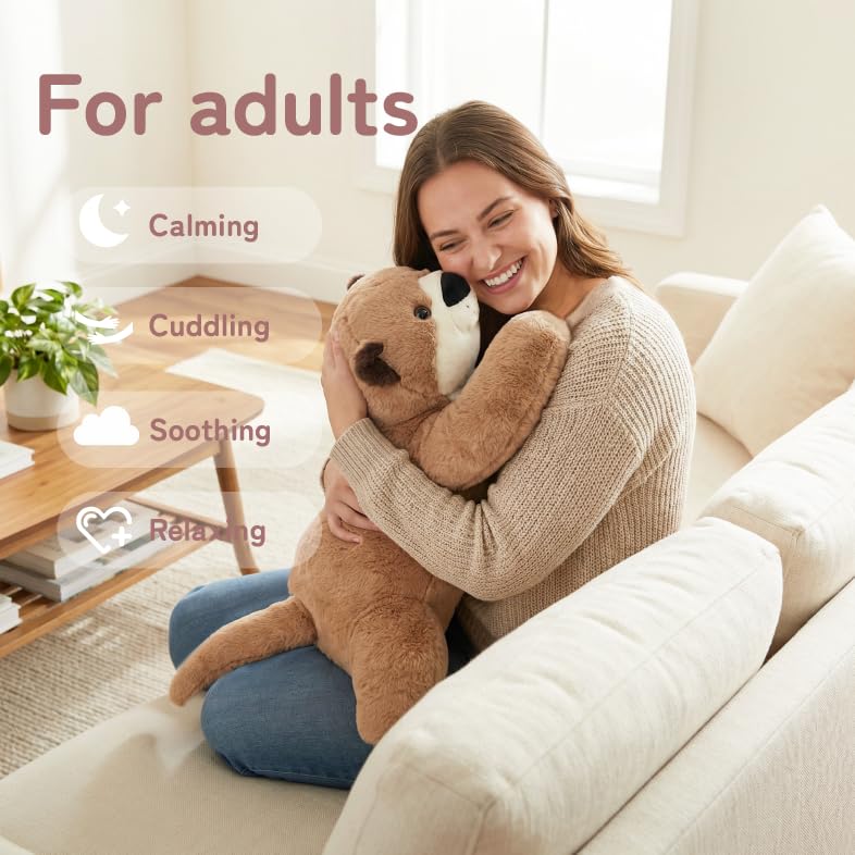 Image of Niuniu Daddy Weighted Otter Stuffed Animal for Kids & Adults, 20 Inch 3.3lb Large Plush Toy with Soft Fur, Weighted Plushies Pillow for Sensory Calm, Huggable Gift for Everyday Comfort