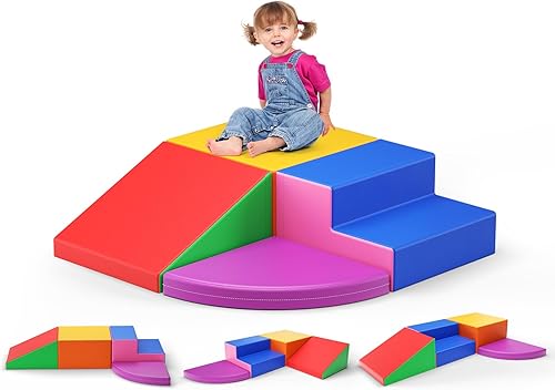 Miniatura 24 de Lischwert Bloques de escalada de espuma, juguetes de escalada suaves para niños pequeños, juego de espuma de 9 piezas para gatear y escalar con Verde