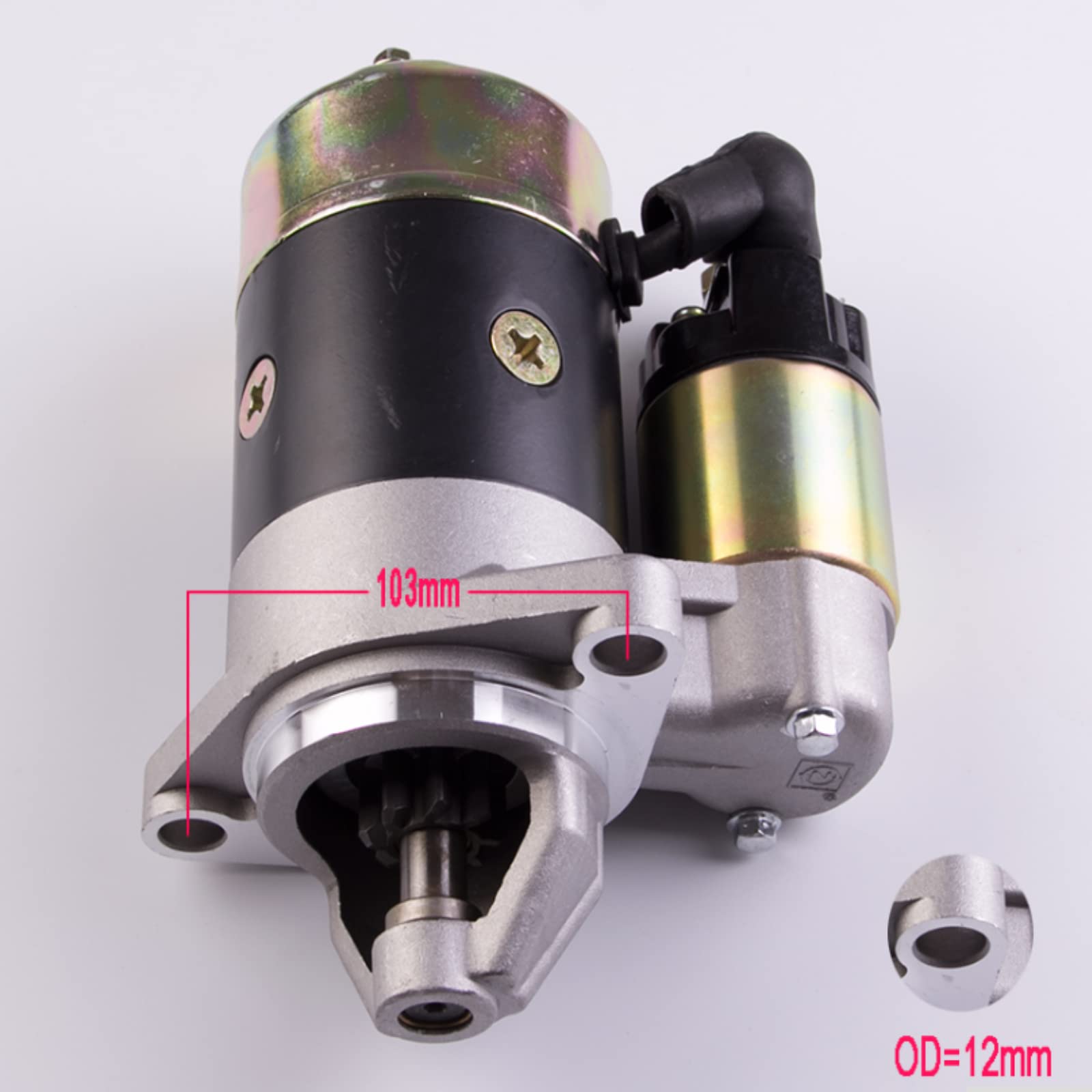 Fafeicy Motor de arranque QD114A 12V 0.8KW, 8 Dientes Motor de Arranque Eléctrico de Rotación Inversa, 26 mm Diámetro del engranaje, Para Bomba de Agua, Motor y Motor de Gasolina