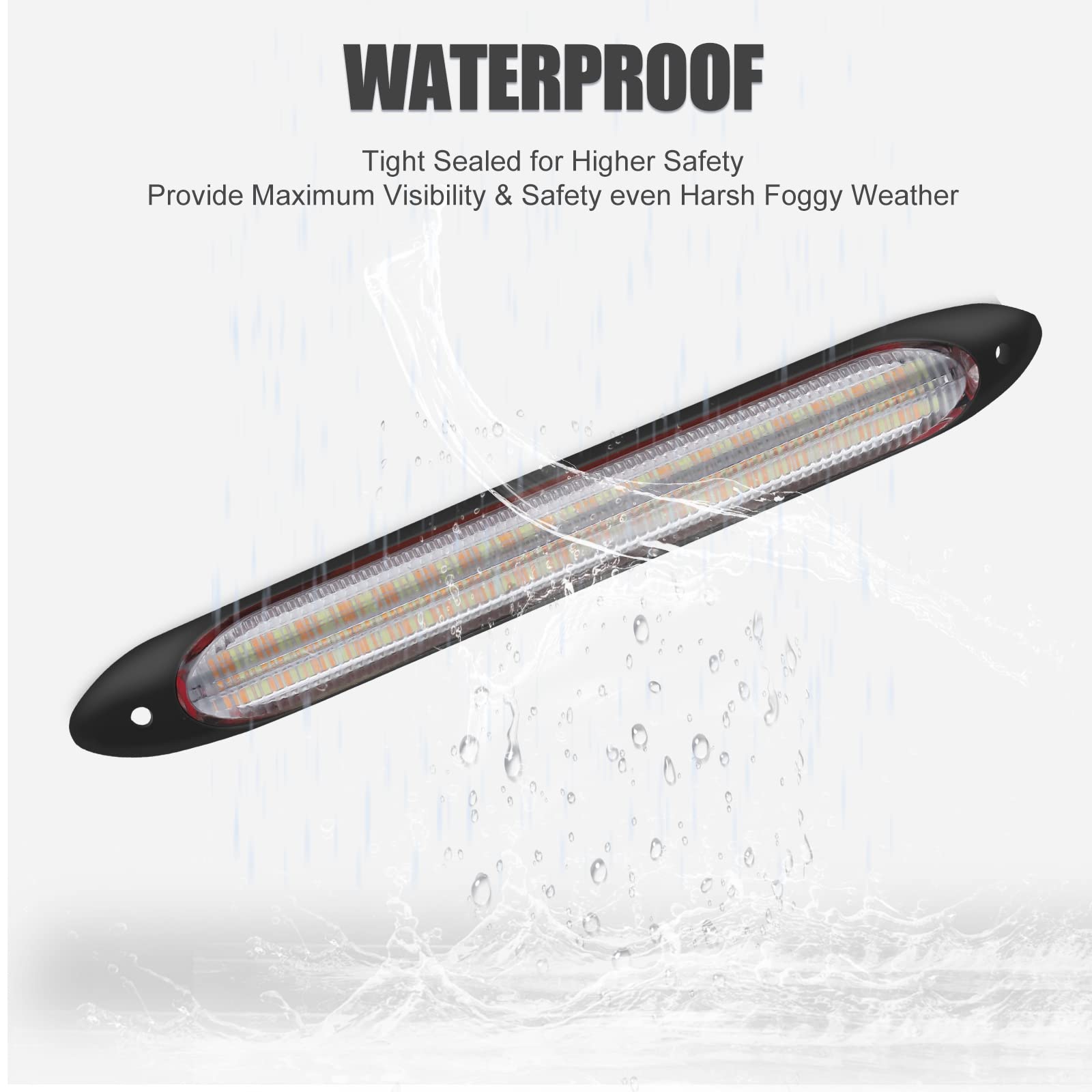 Waterdichte dagrijlichten 45cm 12V flexibel DRL LED knipperlichten, voor autokoplampen, tweekleurig wit barnsteenkleurig, 2 stuks