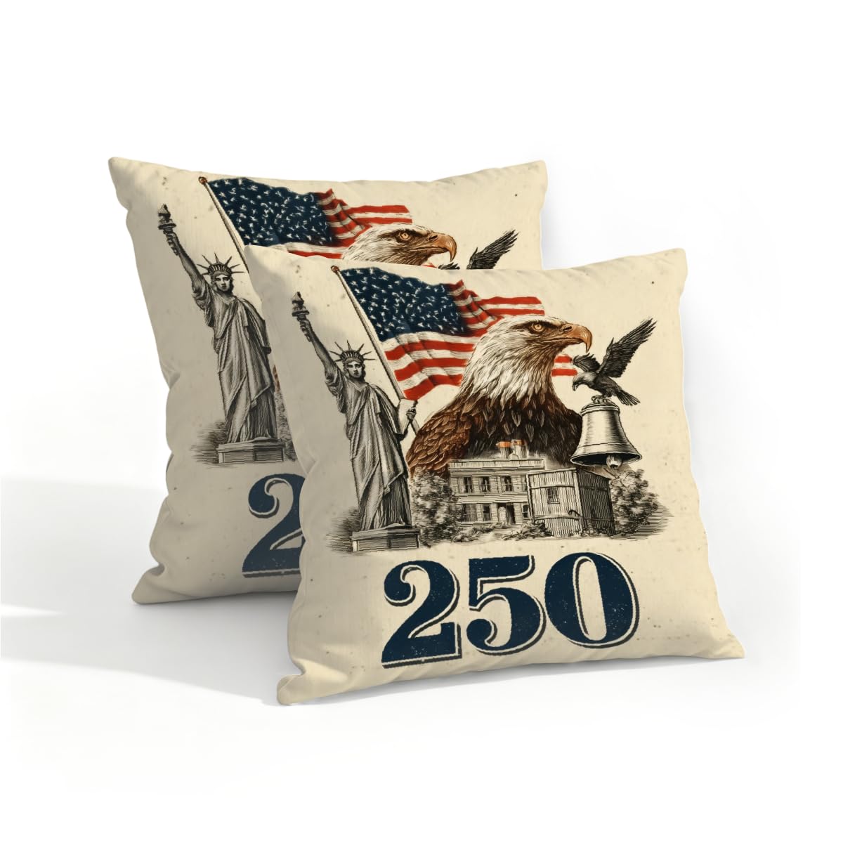 Outdoor Pillow Covers Waterproof Pillowcases 16x16in Set of 2 250th American Anniversary On Vintage Decorative Throw Cushion Case for Couch Sofa Garden Patio Furniture