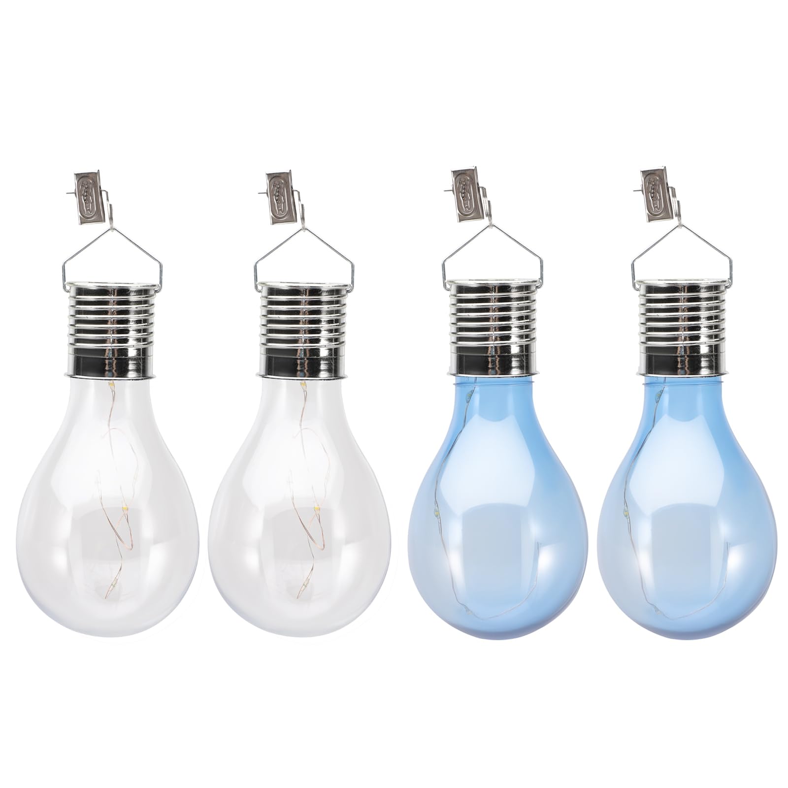 Uonlytech 4pcs Solar Light Bulb Waterproof LED Light Bulb Crack Glass Solar Hanging Lights Outdoor Globe Lights Festoon for Garden Courtyard