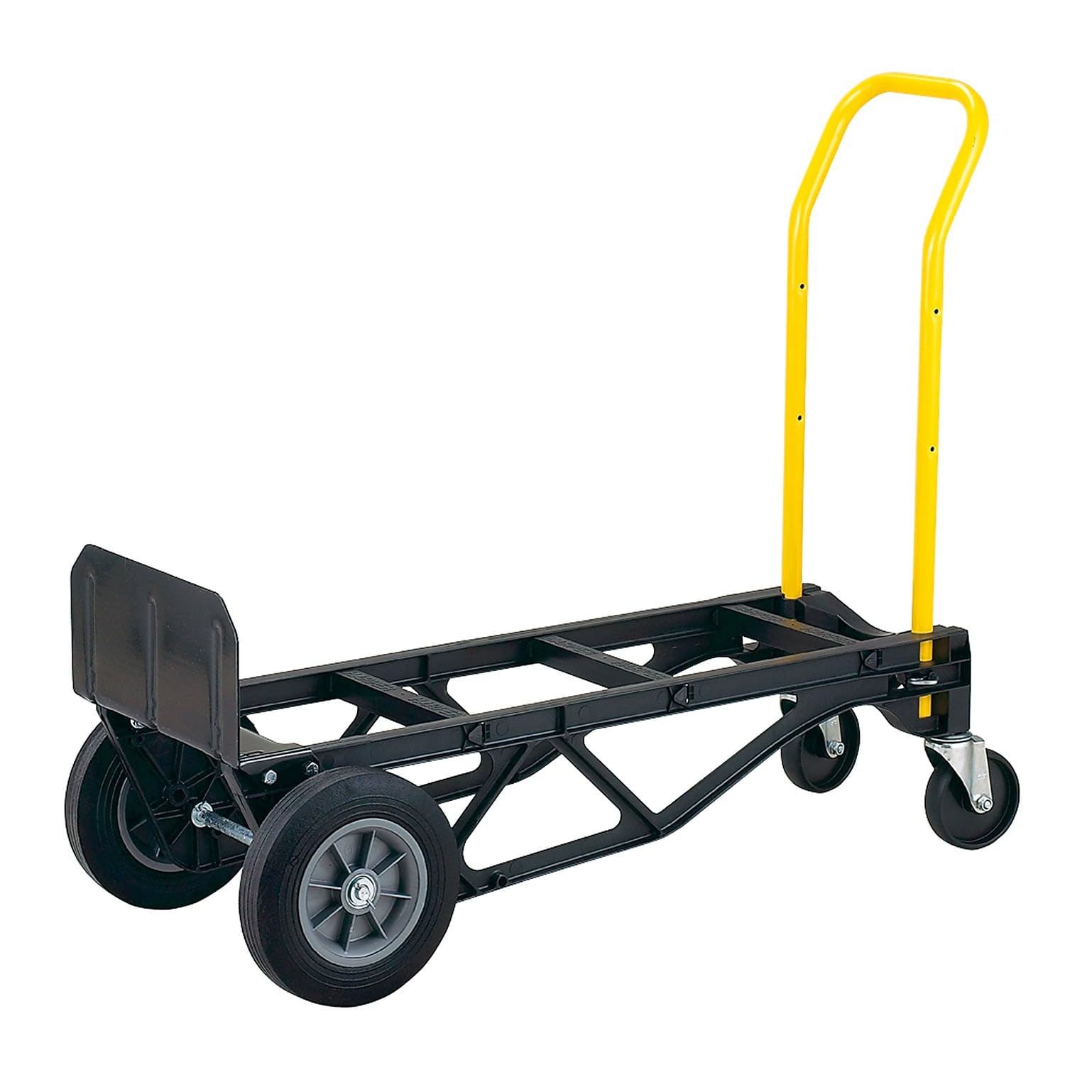 MAGNA CART Harper Trucks PGDY8635P 700 lb Capacity Glass Filled Nylon Convertible Hand Truck and Dolly with 10" Flat-Free Solid Rubber Wheels,Black with Yellow Handle