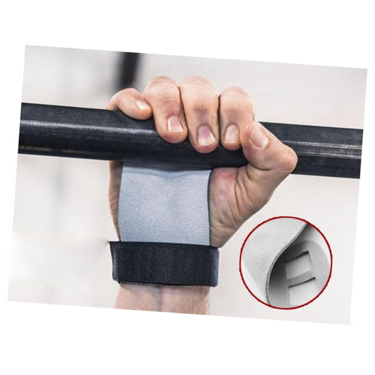 POPETPOP 1Pair Cow Leather Protector Grips for Weightlifting Gymnastics Gloves for Pull Ups Kettlebells and Cross Training Grey White