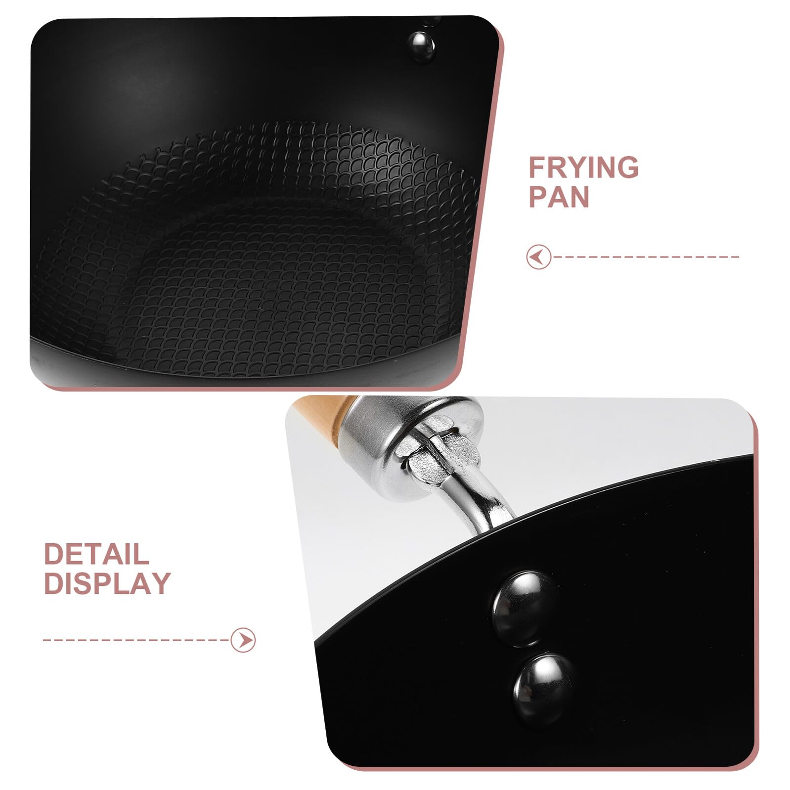 Generico Padella Wok in Ferro Battuto 24 CM senza Coperchio Wok Piccolo per Fornelli a Gas Accessorio Cucina Quotidiano Impugnatura Ergonomica per Uso Domestico