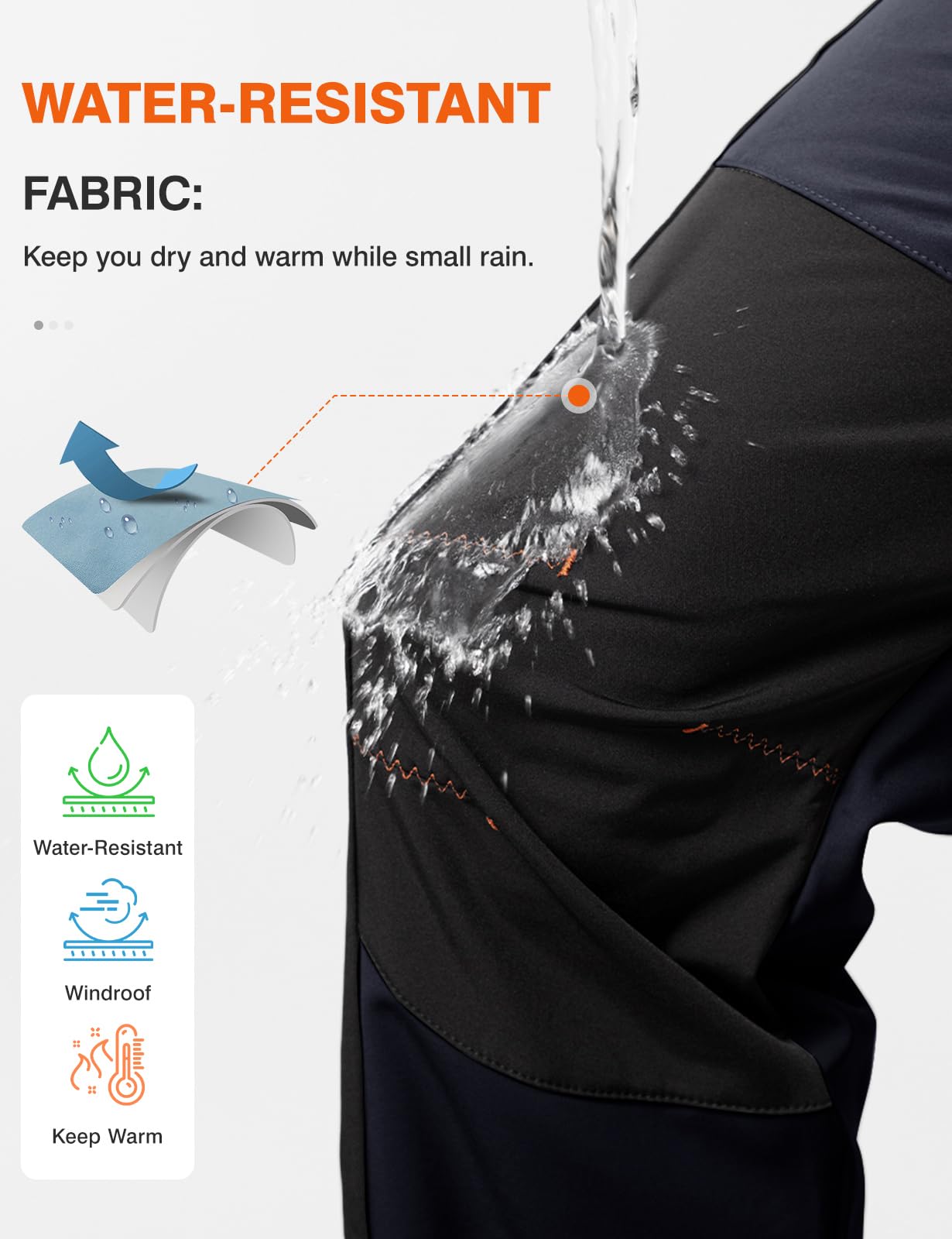donhobo Pantalon de randonnée pour homme - Imperméable - Coupe-vent - Chaud - En softshell épais - Pour l'extérieur, le ski, le trekking