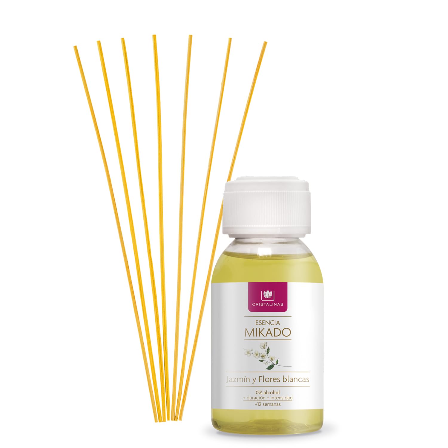 CRISTALINAS. Recambios para Ambientador Mikado 100ml + Varillas de Ratán (Jazmín, 100ml)