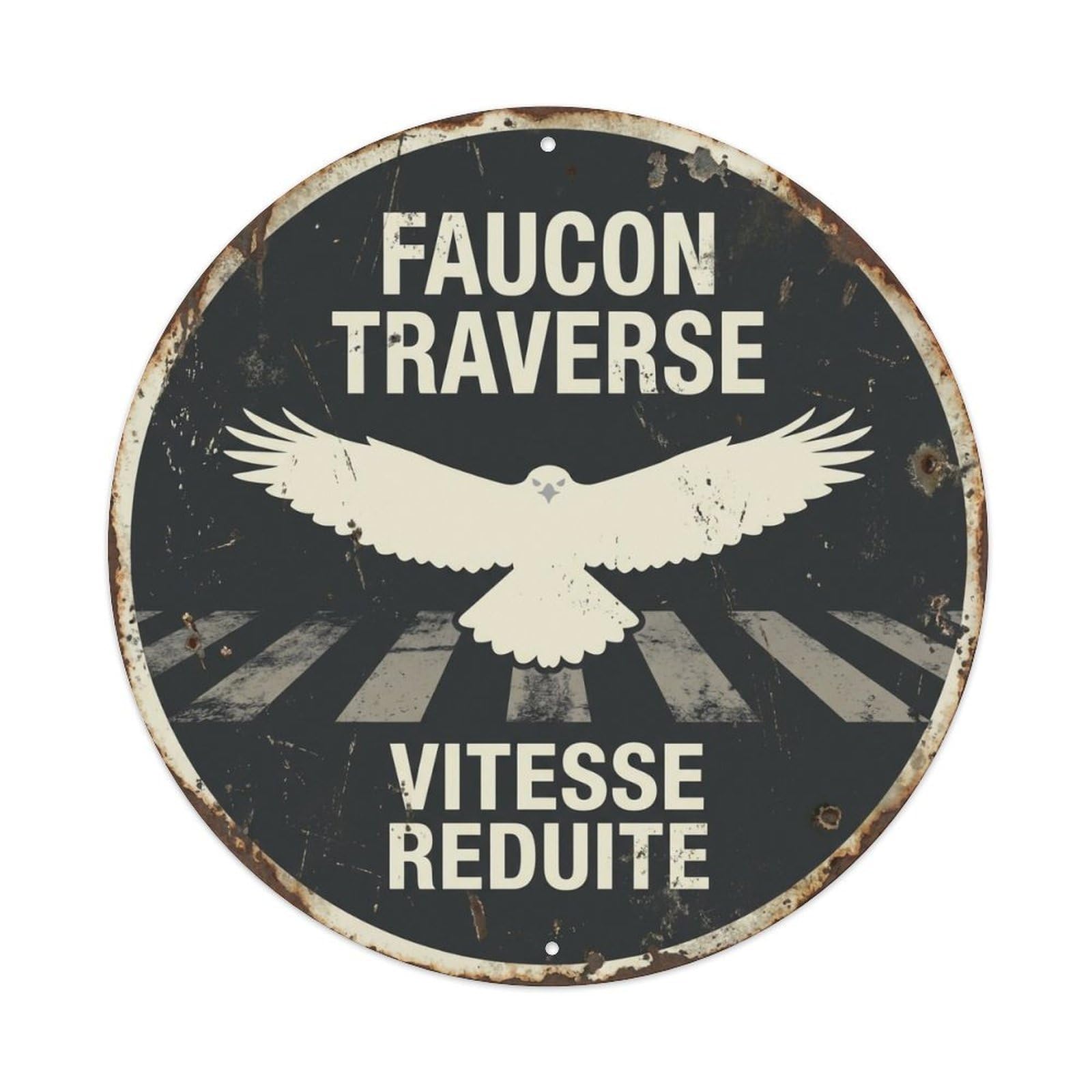 Hawk Crossing Vitesse Reduite Warm Metal Tin Sign