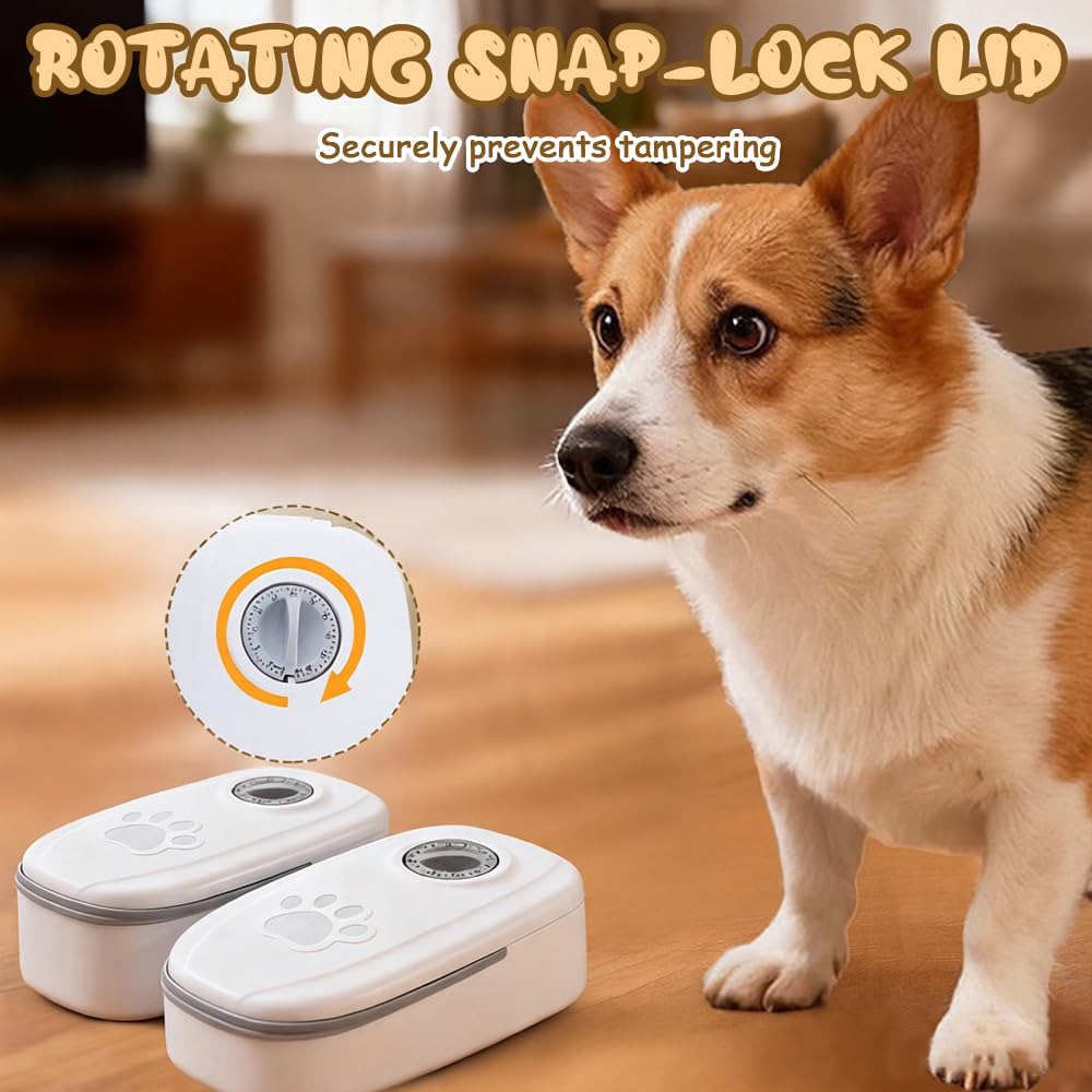 Programado Comedero Gato Perro, 700 ML 2 Comidas Dispensador Comida Gatos, Comedero Gato Automatico con Temporizador, Dispensador de Comida para Gatos Perro para Comida Húmeda Seca