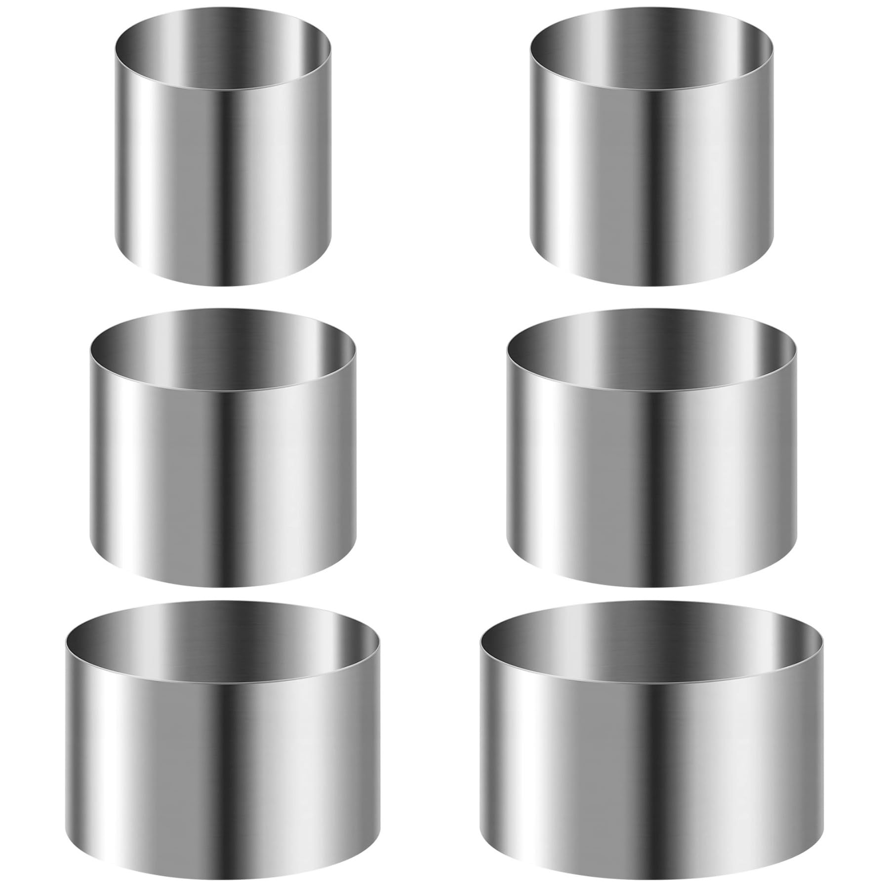 Tortenring-Set aus Edelstahl, 6 Stück, 2 bis 4 Zoll, zum Backen, Glatte Form für leichtes Lösen, für Mousse, Desserts und kleine Kuchen, passend für viele Anlässe und Rezepte