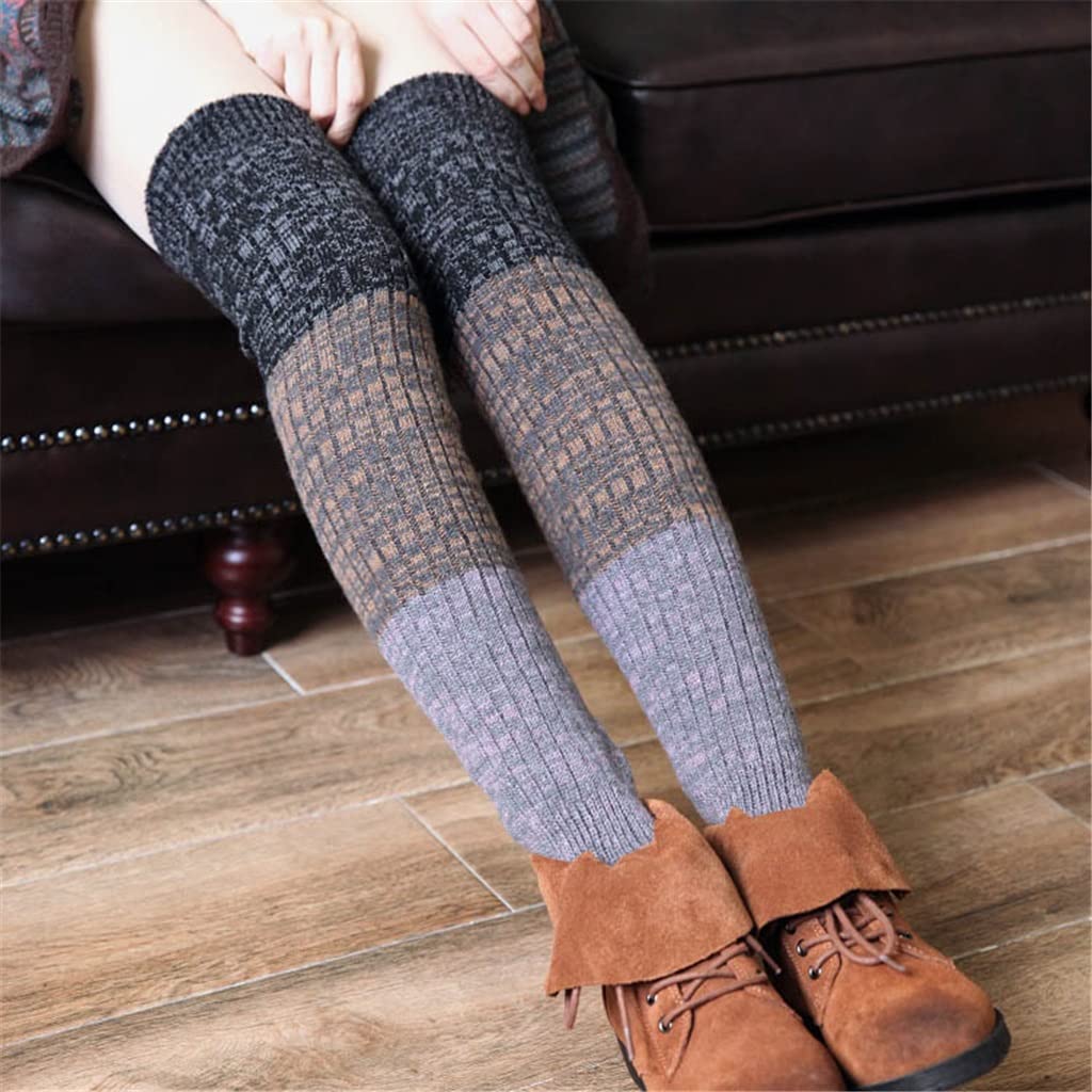 Sobre la rodilla Puños de bota de punto para mujer Calentadores de piernas Calentadores de piernas para niñas Cubierta de pie de punto Otoño Invierno Calentadores de piernas Calcetines (Color : A, S
