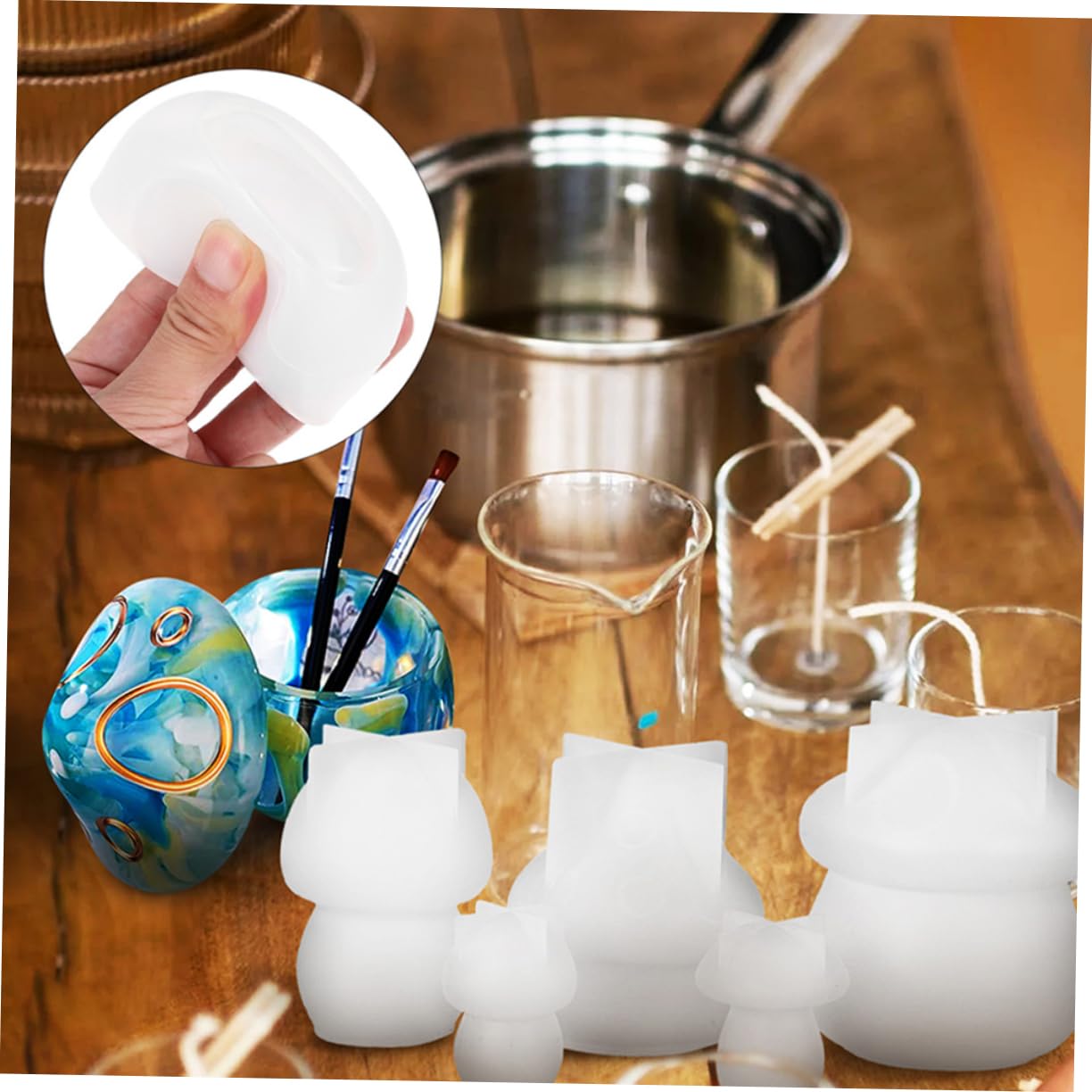 Juego de 7 Piezas Molde de Silicona, Blanco Forma de Hongo