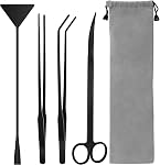 Kits d'outils d'aquascaping pour aquarium, 4 en 1, outils anti-rouille en acier inoxydable, pincettes noires, ciseaux, spatule pour nettoyer l'aquarium