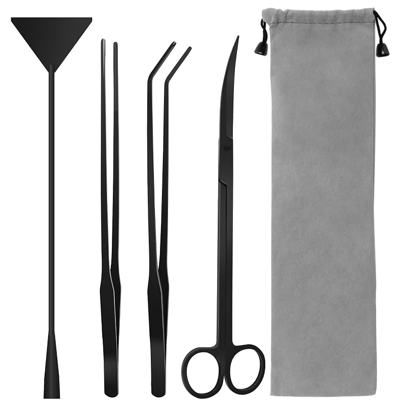 Kit de Ferramentas para Aquascaping de Aquário em Aço Inoxidável Liveek, 4 Peças, Black