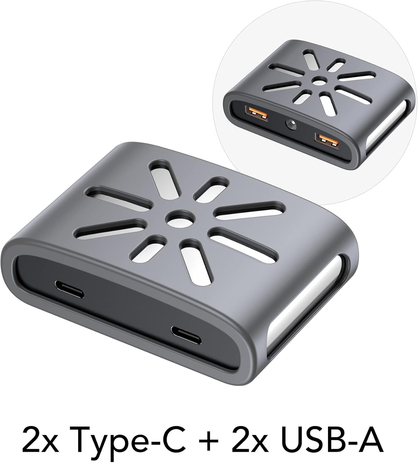 𝐒𝐥𝐢𝐦𝐐 USB Extender, 4 Ports Max 100W 2 USB C Ports, Max 30W 2 USB A Ports Adapter Splitter Laptop Docking Station Type C Port Hub Multiport Adapter Dock DC Power Charger