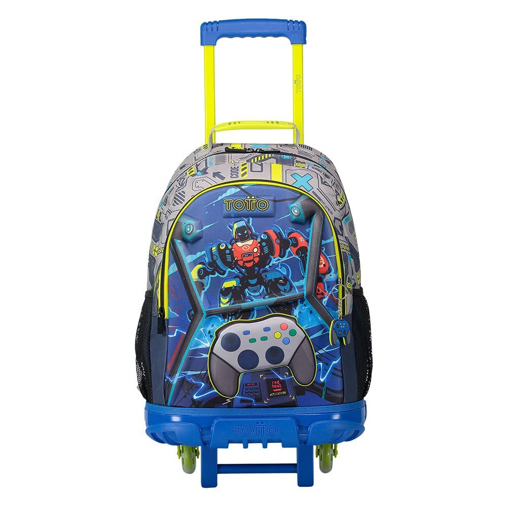 TOTTO Mochila escolar con ruedas grande de videojuegos - Monark TAMAÑO MEDIANO