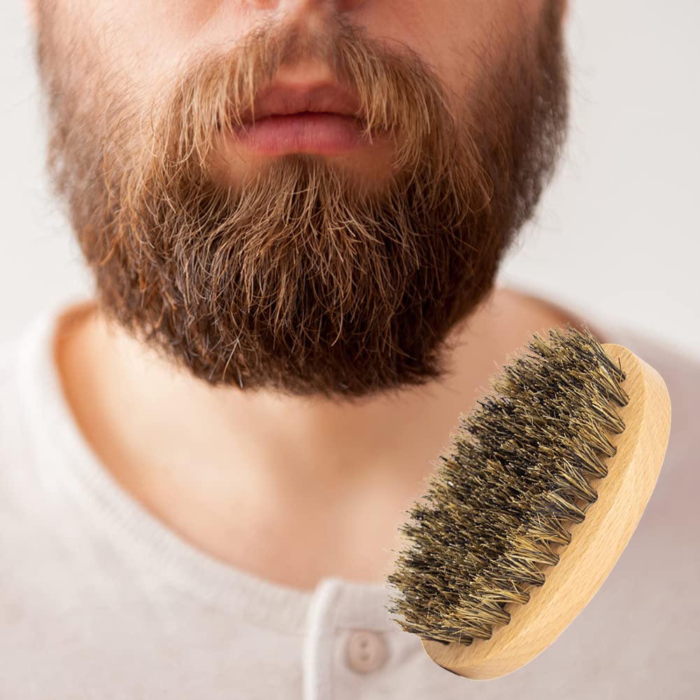 Spazzola Per Barba Da Viaggio - Piccola Con Setole Di Cinghiale Per Uomo, Spazzola Per Il Viso, Cura Professionale Della Barba, Per Tutti I Tipi Di Capelli