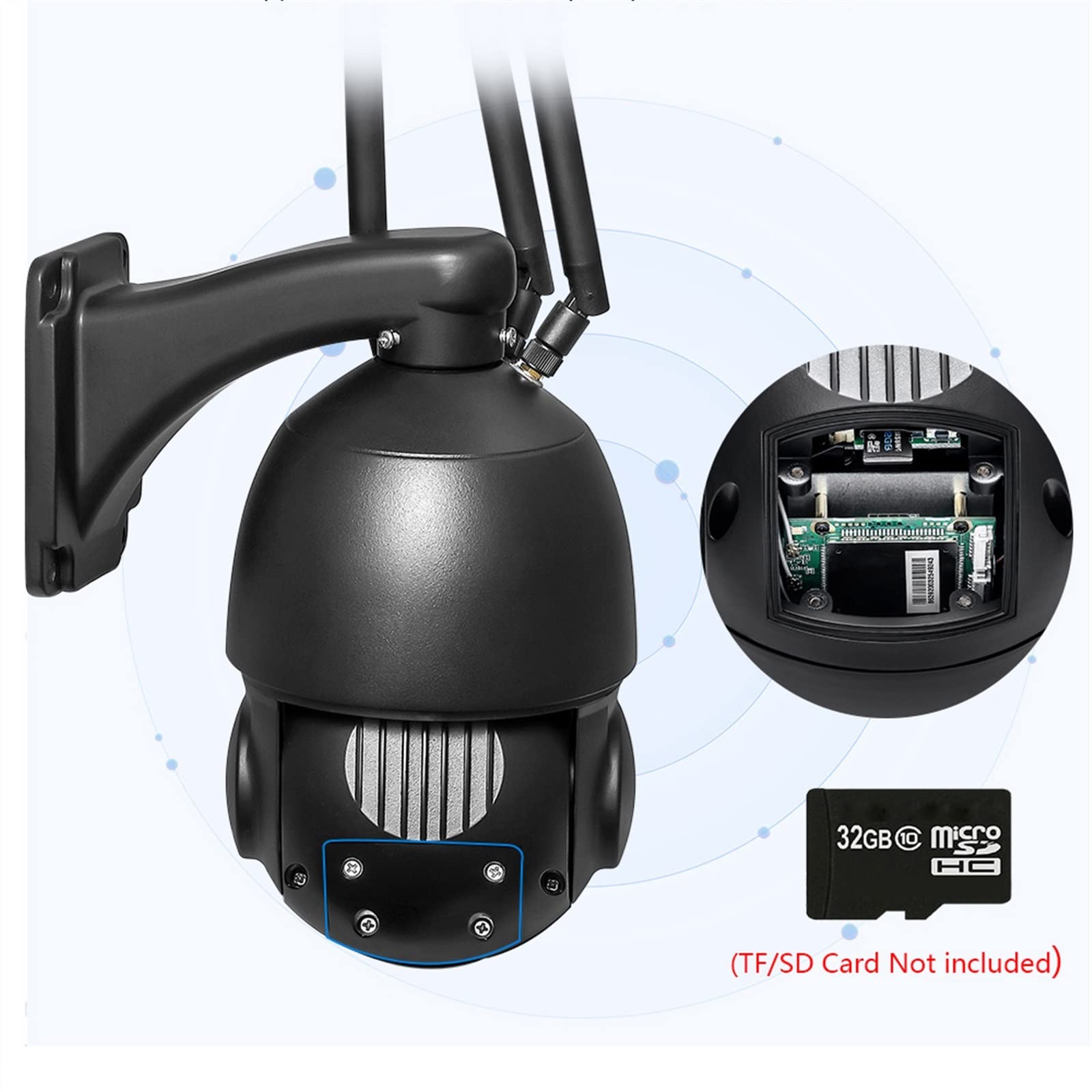 Kamera bezpieczeństwa, Kamera 4G 1080P HD 30X Zoom optyczny Domowa kamera IP 80M IR Night Vision Śledzenie człowieka IP66 Wodoodporny(4G 32G)