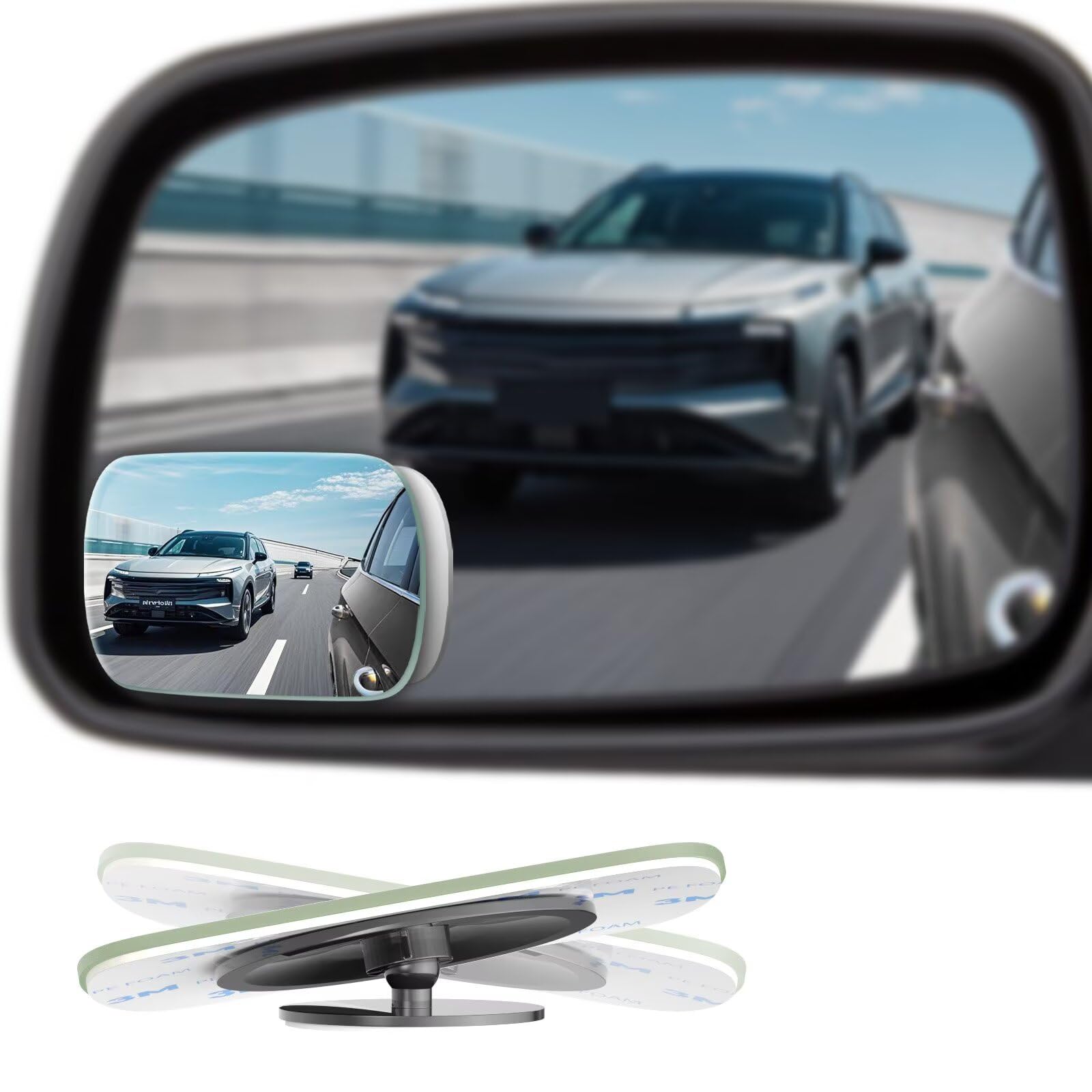 2pcs Rectangle Blind Spot Mirror for Car, Car Blind Spot Frameless Convex HD Glass BlindSpot Mirrors Side Mirror, Rear View Mirror with Wide Angle Adjustable Stick for Cars