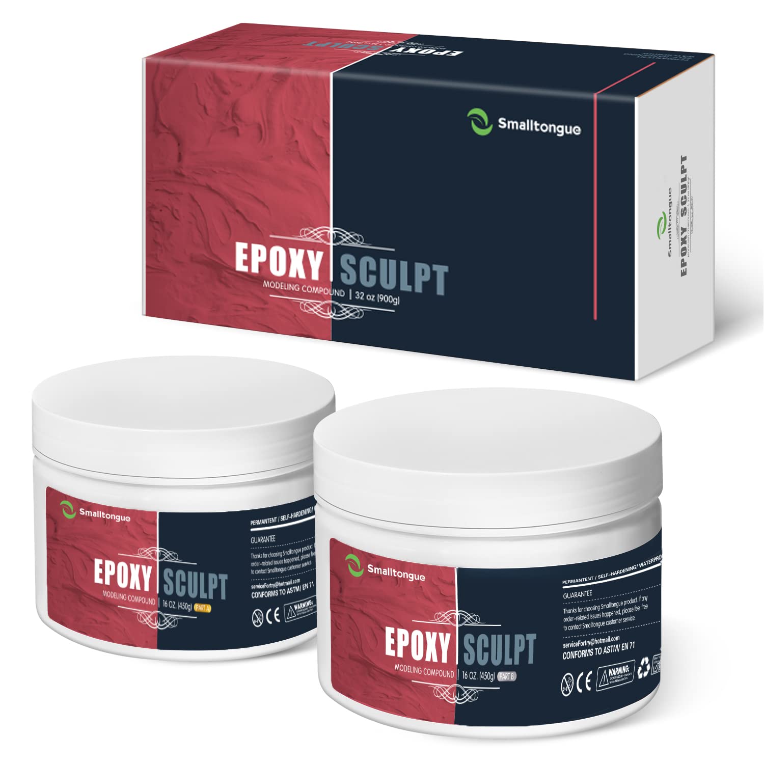 Smalltongue AB Epoxy Sculpt Clay, 2 Part Modeling Compound (A & B) 2 Pound, Epoxy Sculpture