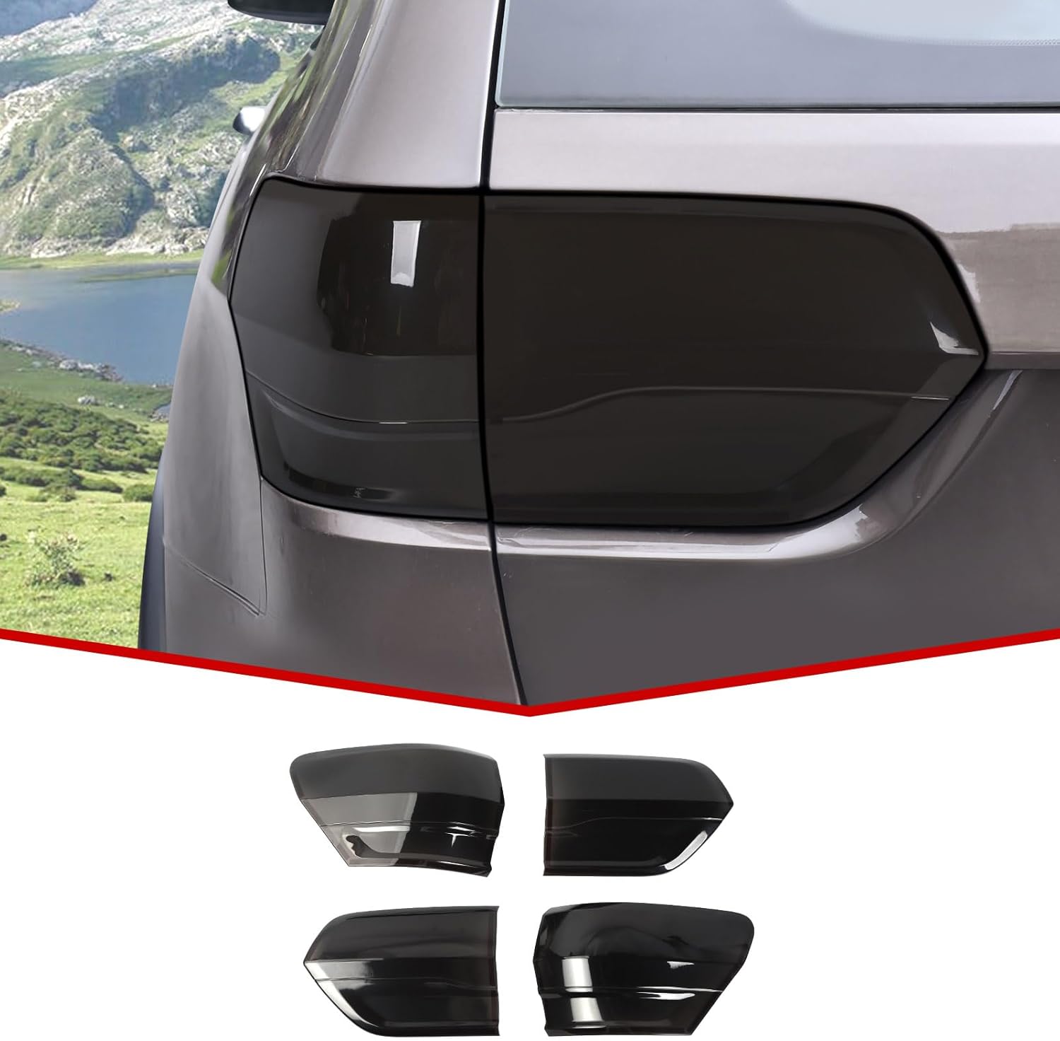 JeCar Smoked Taillight Covers Brake Light Bezel Guards Exterior Accessories Compatible with Jeep Grand Cherokee WK2 2014-2020