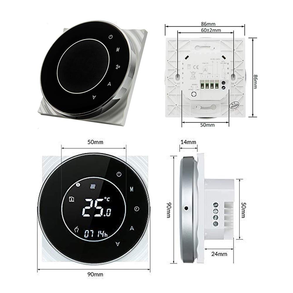Termostato Wifi Smart Compatibile Alexa Google Home-Termostato Intelligente per Riscaldamento dell'acqua，Termostato Wireless Digitale Cronotermostato da Parete,Interruttore Touch 5A