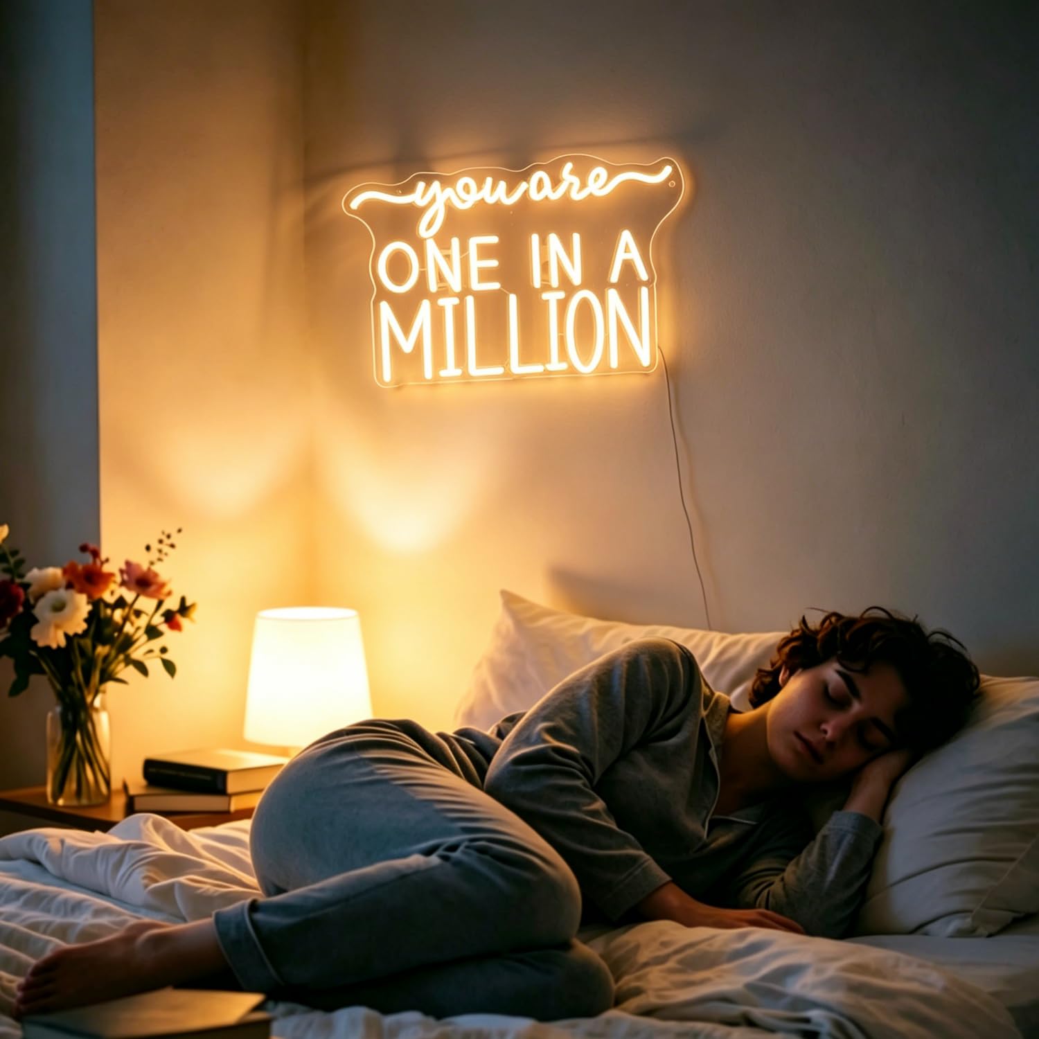 Targa al neon con scritta "You Are One in a Million", per decorazione da parete, luce bianca calda, per stanza, dimmerabile, alimentata tramite USB, per compleanno, matrimonio, fidanzamento