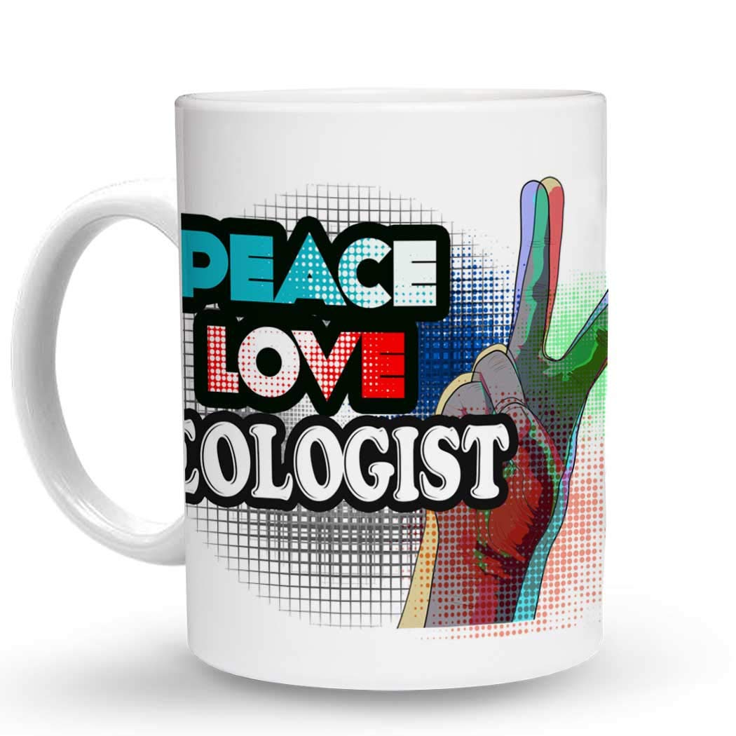 Makoroni - PEACE LOVE GEOLOGIST 6 oz Ceramic Espresso Shot Mug/Cup Design#55