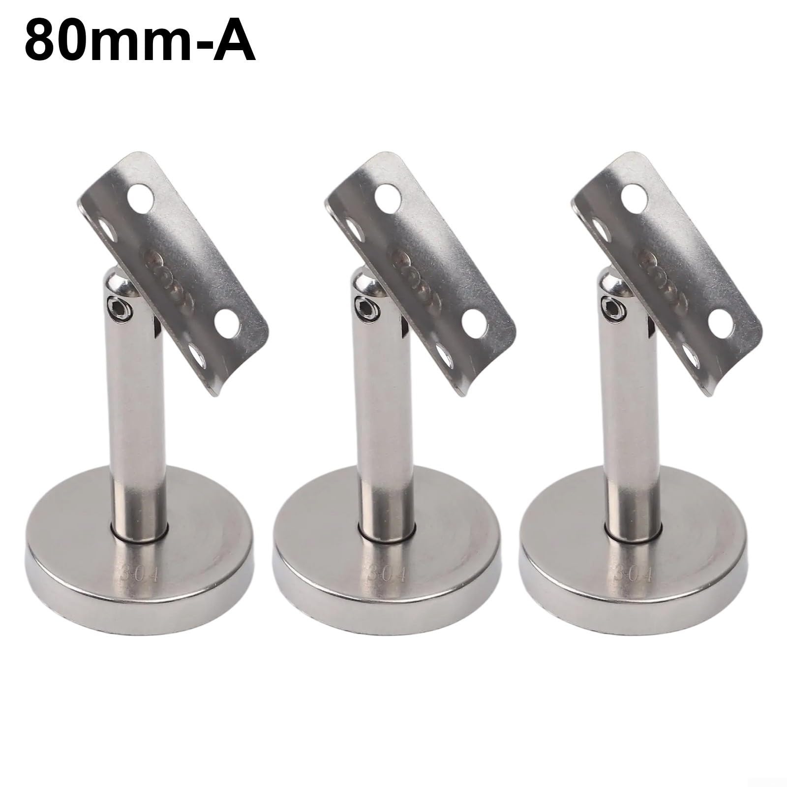 Soportes de soporte para pasamanos, 3 soportes de columna ajustables móviles, soporte de pasamanos de acero inoxidable 304, para escaleras seguras (80 mm-A)