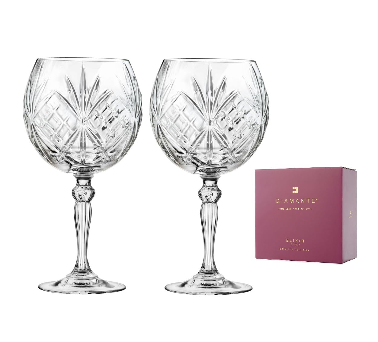 DIAMANTE Chatsworth - Juego de 2 vasos para ginebra