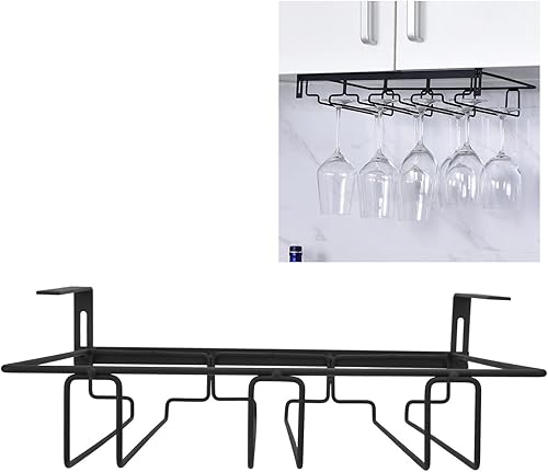 Soporte para copas de vino, soporte para copas de vino debajo del estante, estante para copas de vino, estante para copas de vino, soporte de metal