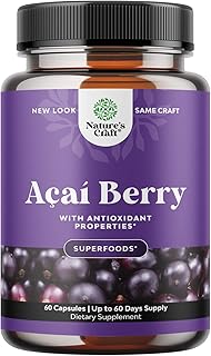 Acai Berry Antioxidant Support Weight Loss Supplement for Women and Men - Vitamins Minerals Antioxidant Formula Supports Immune System and Boost Energy Cognitive Health 60 Capsules - 60 Servings