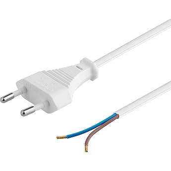 PremiumCord kpsfd3w Power Cable Euro Plug to Open Cable End 3 m Power Cable 2 Cable Ends Exposed Colour White