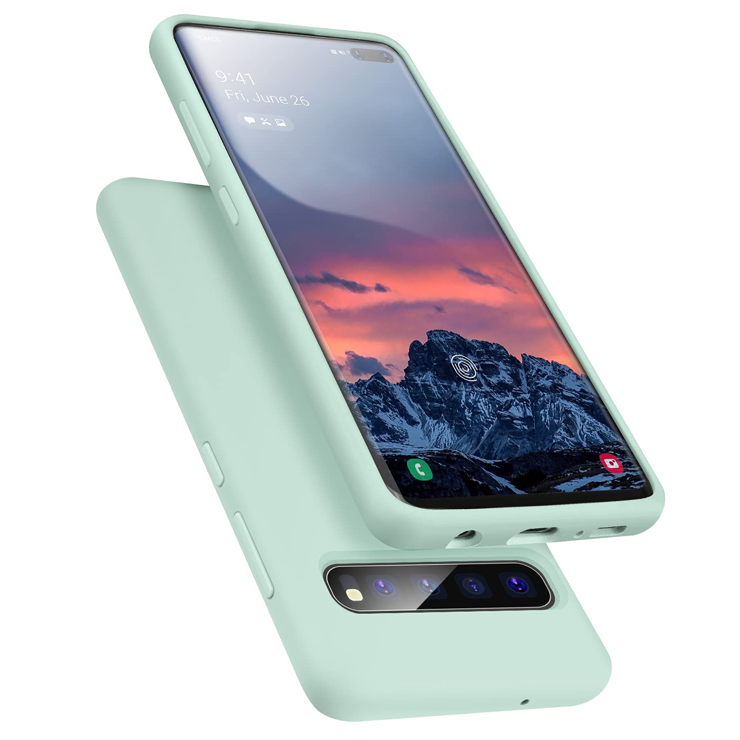 E Segoi Samsung Galaxy S10 5G Case (5G VERSION ONLY), Liquid Silicone Gel Rubber Shockproof Case Soft Microfiber Cloth Lining Cushion Compatible With Galaxy S10 5G 6.7 inch [2019] (Mint)