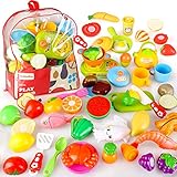 Juego de rol educativo: los niños se dejarán mimarse en la cocina simulada y entender las características de la forma de cada tipo de frutas y verduras. Estas herramientas de corte mejoran la motricidad fina y estimulan la imaginación y la creatividad.