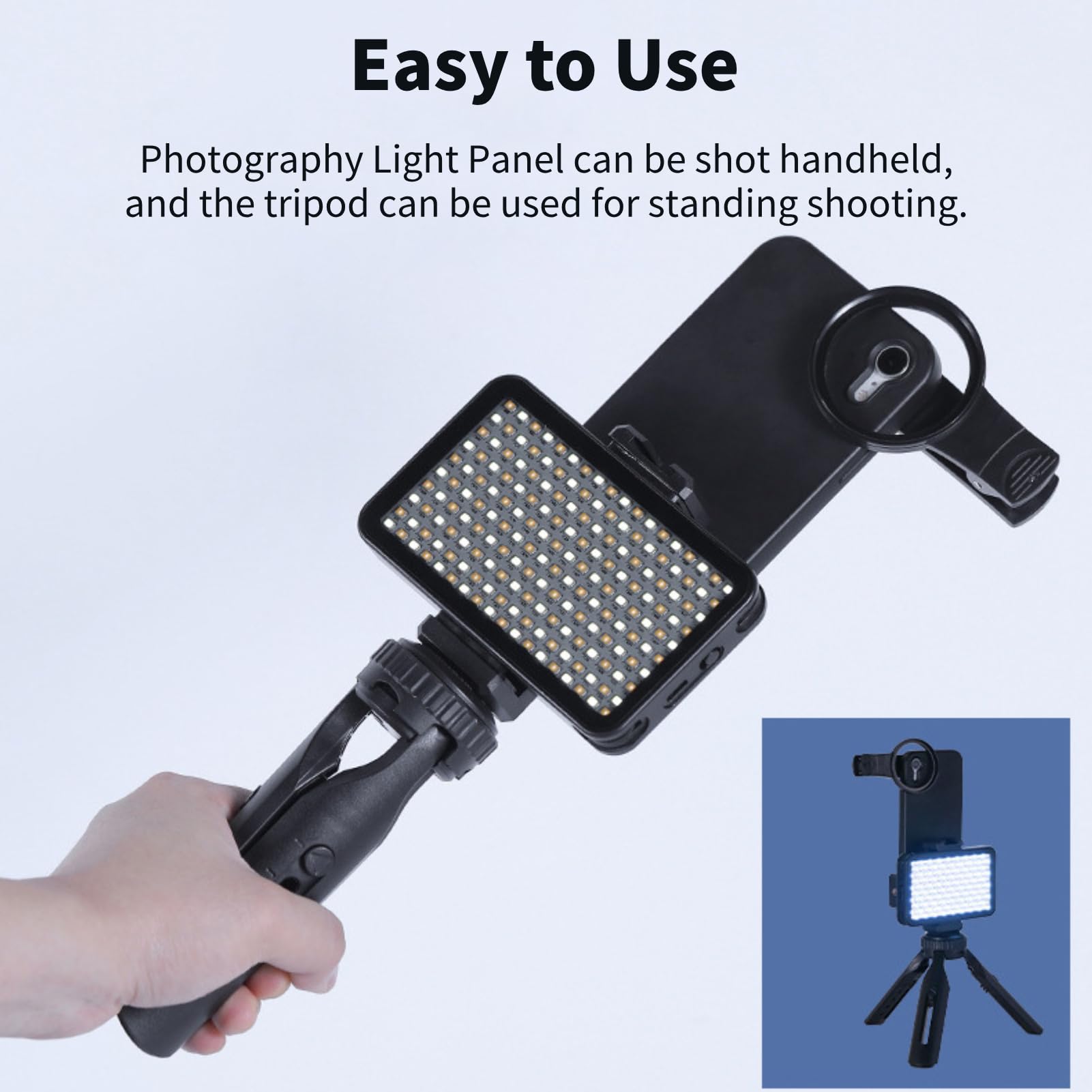 Clip Fill Light con Lente Polarizador CPL, Brillo Ajustable Eliminando Reflejos Luz de Video Fotográfica para Smartphones y Cámaras, Portátil Batería 3100mAh Pantalla OLED