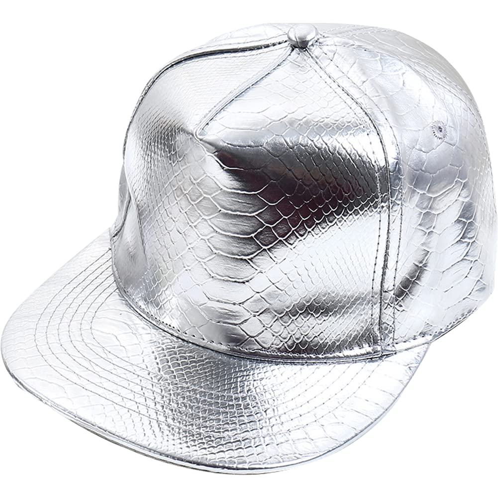 Luxylei Cappello Rapper Hip Hop Pu Cappellino Baseball in Pelle per Uomini Donne Regolabili Snapback Piatto Unisex Hip Hop Punk