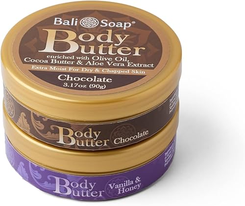 Miniatura 5 de Bali Soap - Mantequilla corporal de chocolate y miel de vainilla - Crema corporal perfumada para mujeres y hombres - Extracto de manteca de cacao y