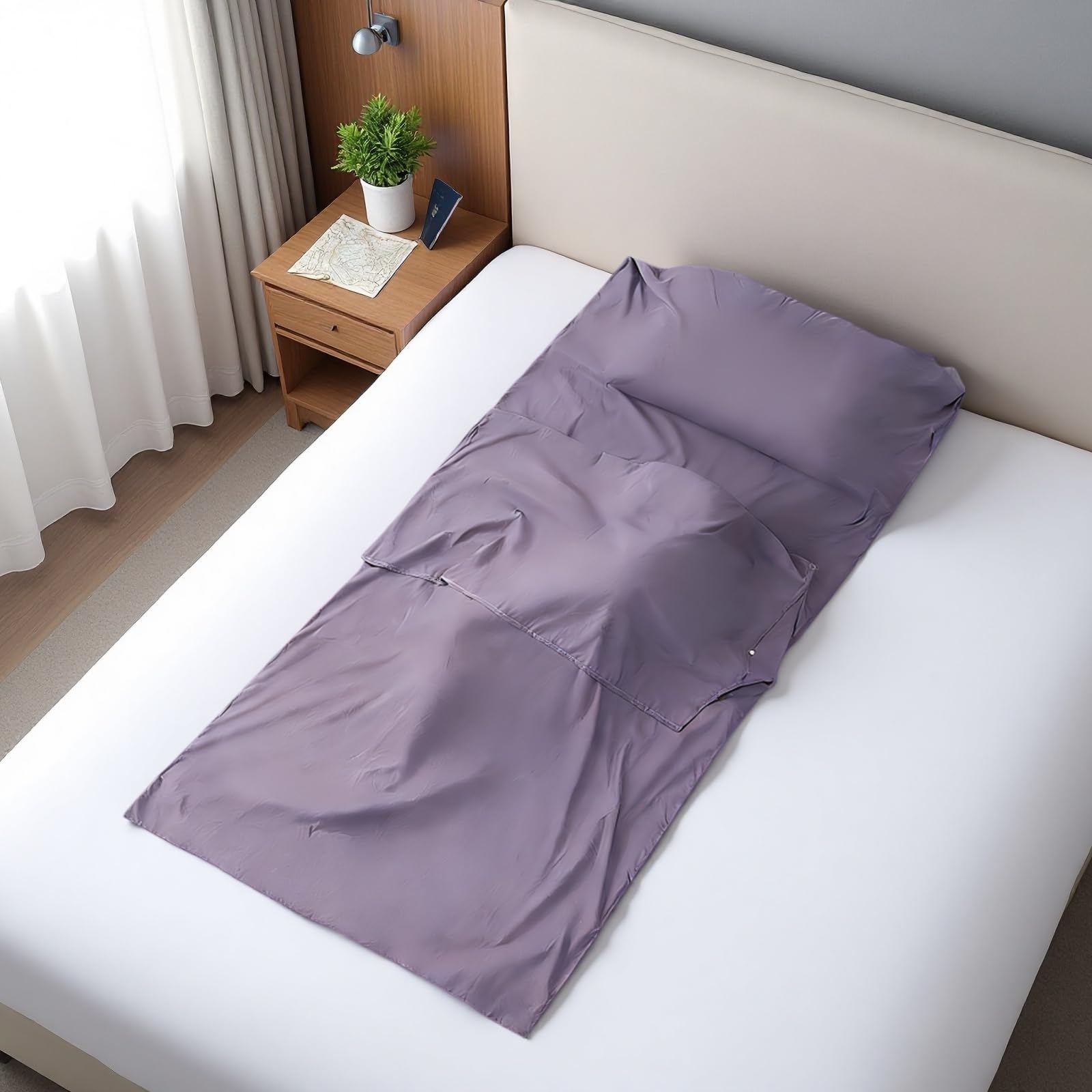 Saco de dormir de viaje, sábana de higiene personal antisuciedad para adultos, ligero, portátil, para hotel, camping, microfibra de secado rápido, color azul gema, 45.3 x 82.7 pulgadas