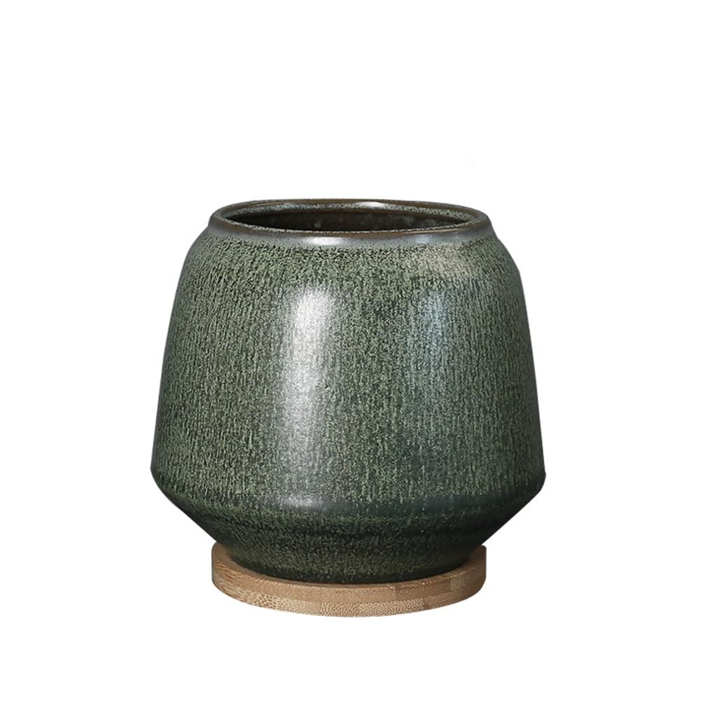 GELASIGE Flower Pots Ceramic Flower Pots, Retro Creative Flower Pots, Green Plant Pots, Desktop Succulent Flower Pots Outdoor Flower Pots(M)