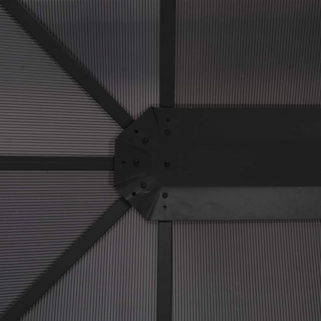 Aluminiowy pawilon 4x3x2,6 m czarny | Odporna na korozję stalowa rama, dach PC 6 mm, w zestawie zaczepy haczykowe, szybki montaż